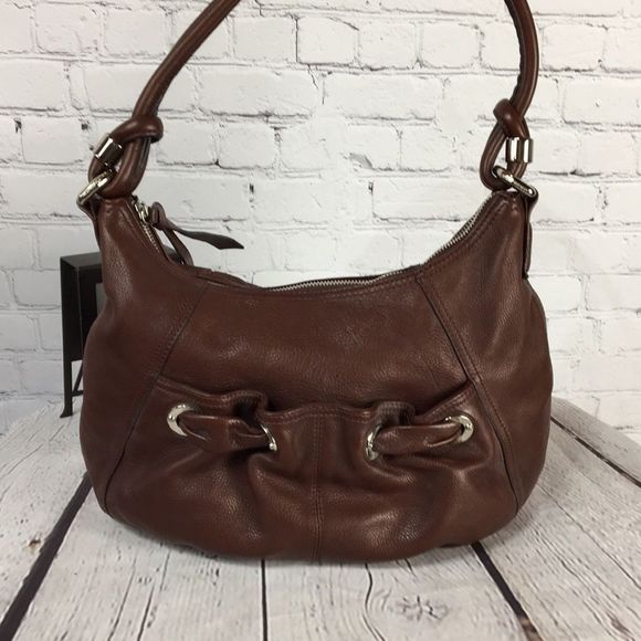 b. Makowsky Chocolate Brown Soft Leather Shoulder Bag Purse - Picture 5 of 16